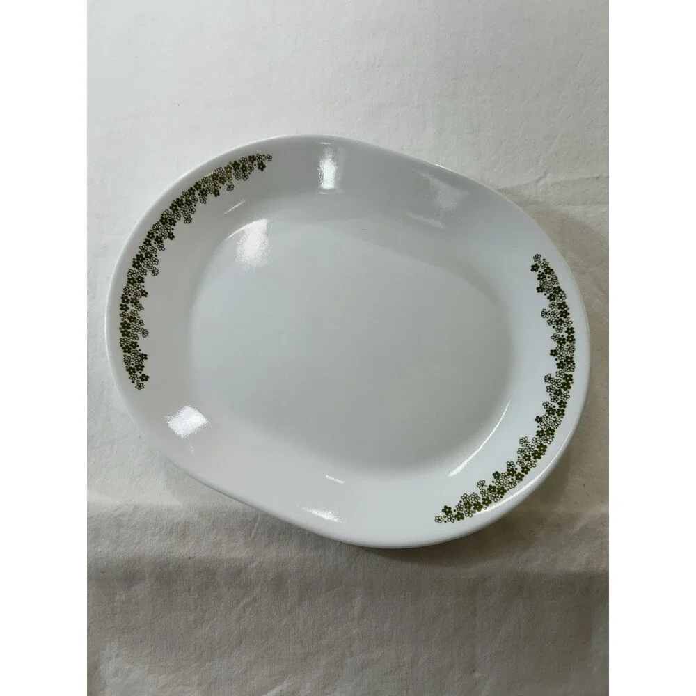 Corelle Spring Blossom Green Crazy Daisy Serving Platter Set of 2 Vintage 1970s